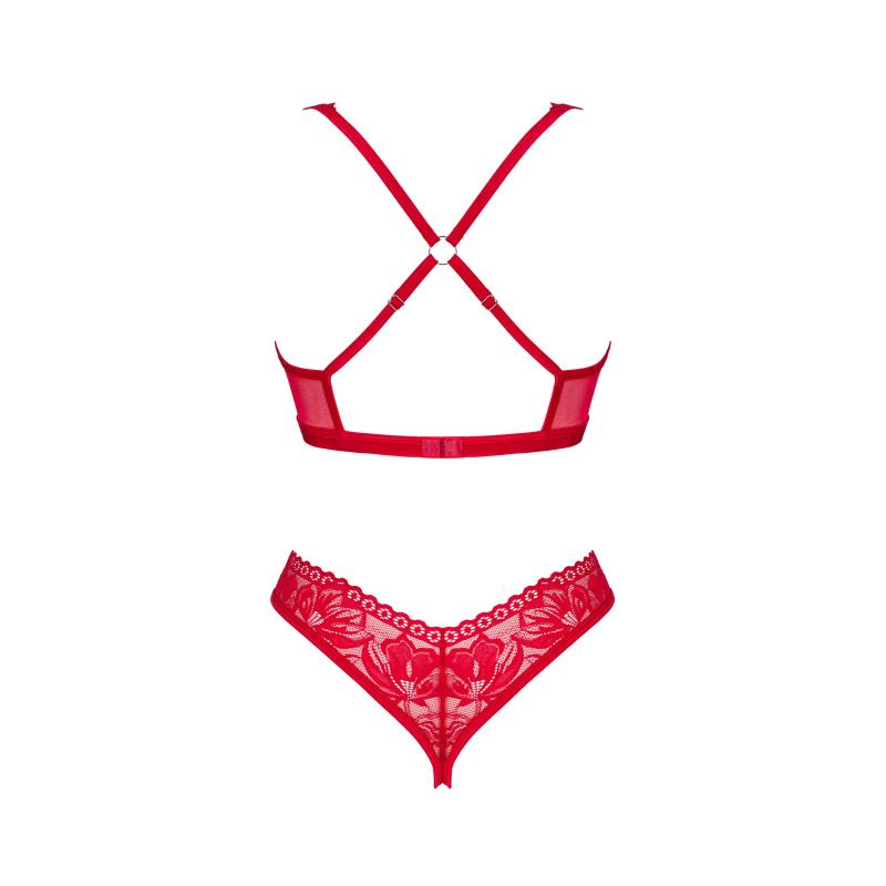 Obsessive - Seductive Set With Open Cup And Crotch Red Xl/2xl