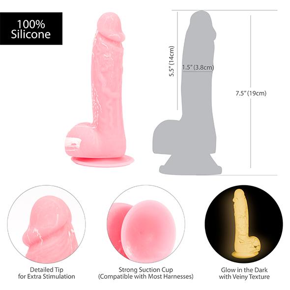 Addiction - Brandon 7.5 Inch Pink Glow In The Dark 11