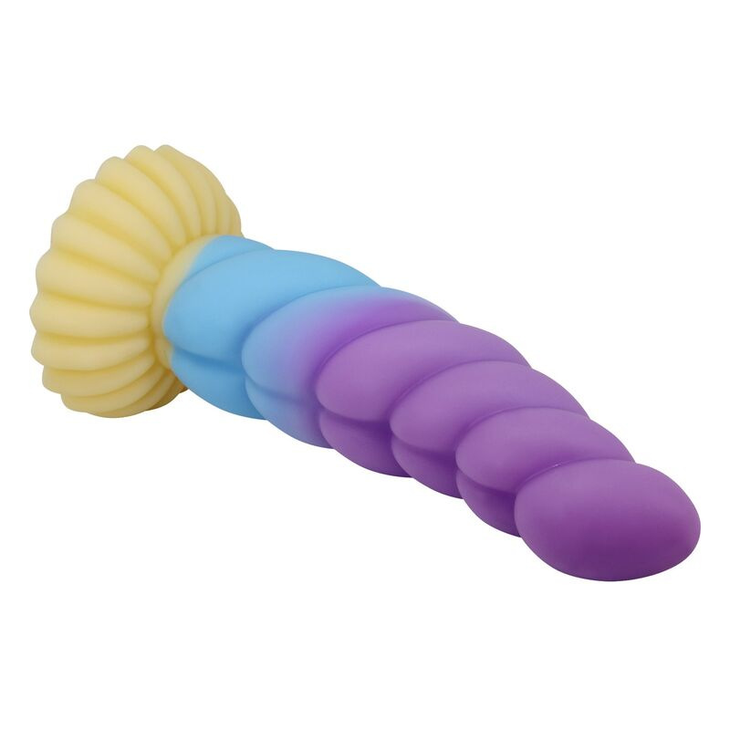 Power monsters - unicorn tricolor fantasy silicone dildo 22 cm Ø 5 cm 4