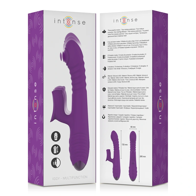 Intense - iggy multifunction rechargeable vibrator up & down with clitoral stimulator purple 4