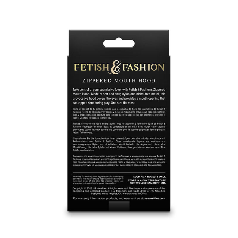 Ns novelties - fetish & fashion closed zippered mouth hood nylon black 2