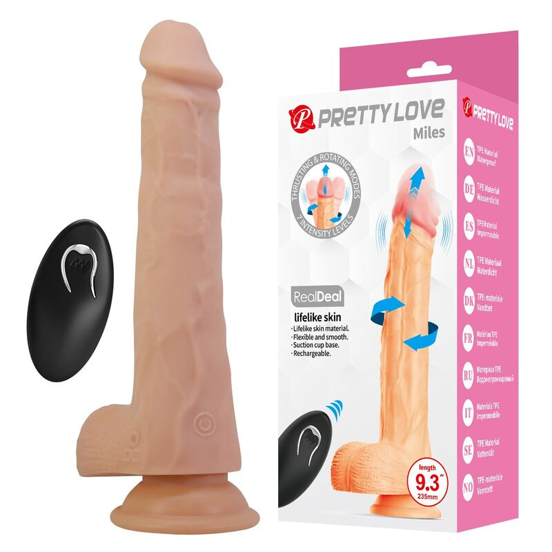Pretty love - miles thrusting & rotating vibrating dildo remote control 23.5 cm Ø 4.8 cm natural