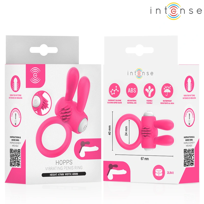 Intense - hopps vibrating penis ring with clitoral stimulation pink 4