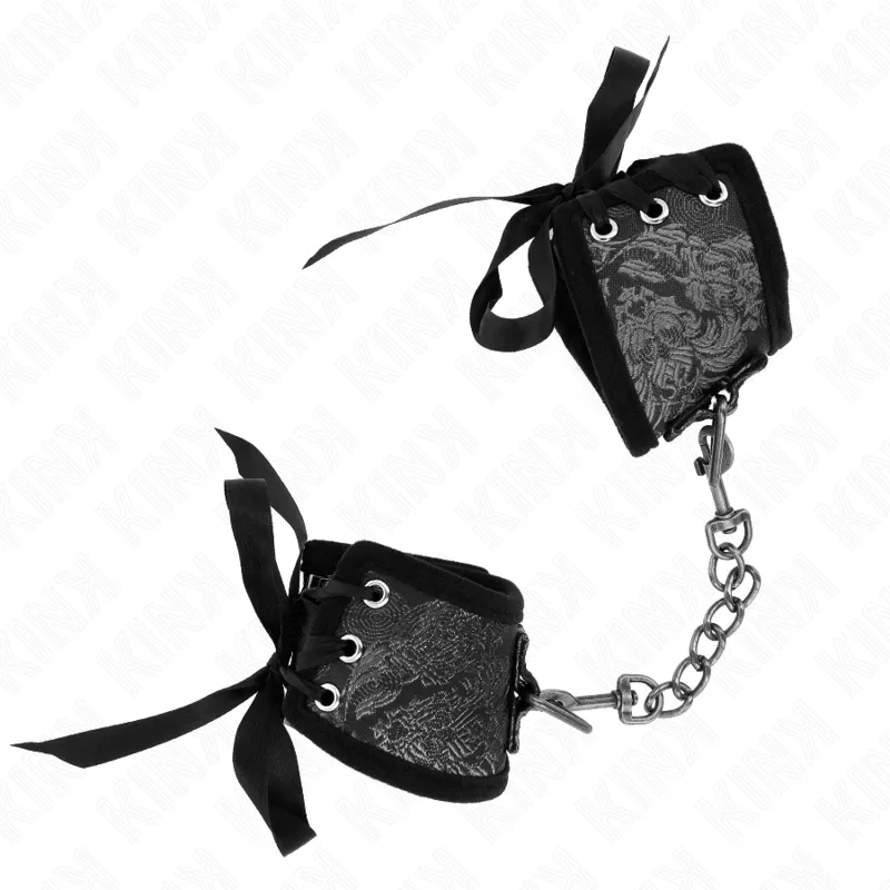 Kink - Scandal Wrist Restraints Black Lace Details 24.5 Cm X 6.5 Cm 1