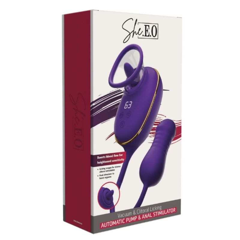 She.e.o - clitoral suction tool with licking effect and purple anal stimulator 4