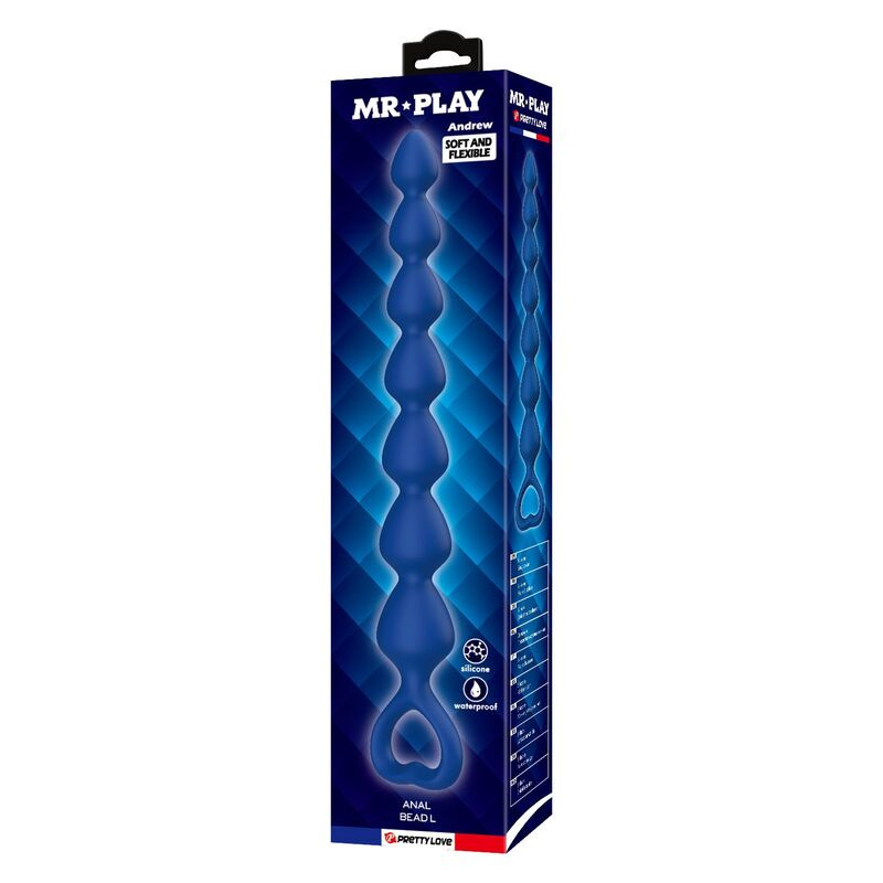 Mr play - blue silicone anal beads & anal plug 26.7 cm 2