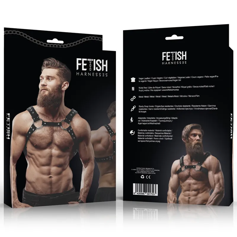 Fetish Submissive Attitude - Men&Apos;S Eco-Leather Chest Harness With Studs