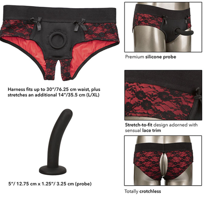 Calexotics - scandal set of crotchless panties with dildo size l/xl 5