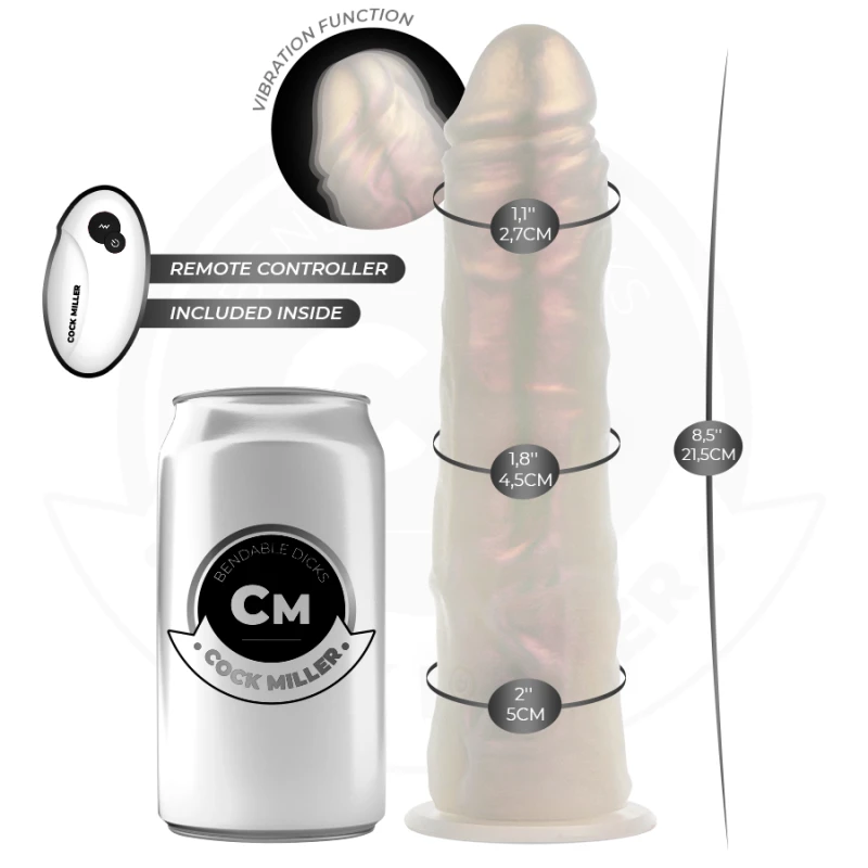 Cock miller - dildo with suction cup, lights and vibration with remote control white 21.5 cm 2