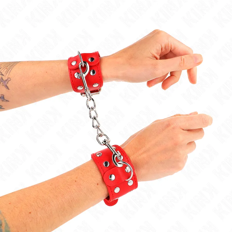 Kink - Wristbands With Double Line Of Adjustable Studs Red 2