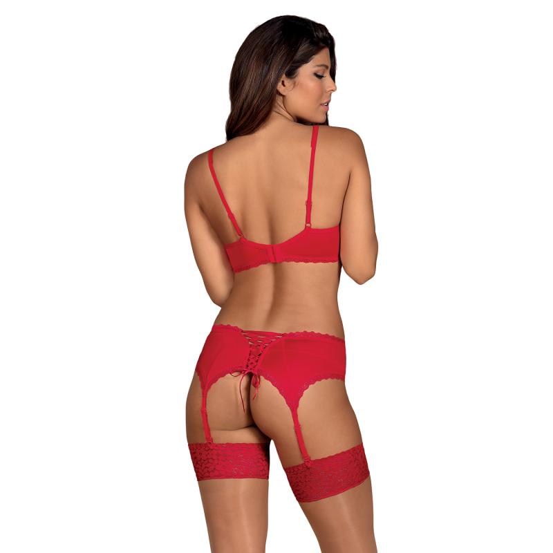 Obsessive - Jolierose 3 Pcs Set Red L/Xl 4