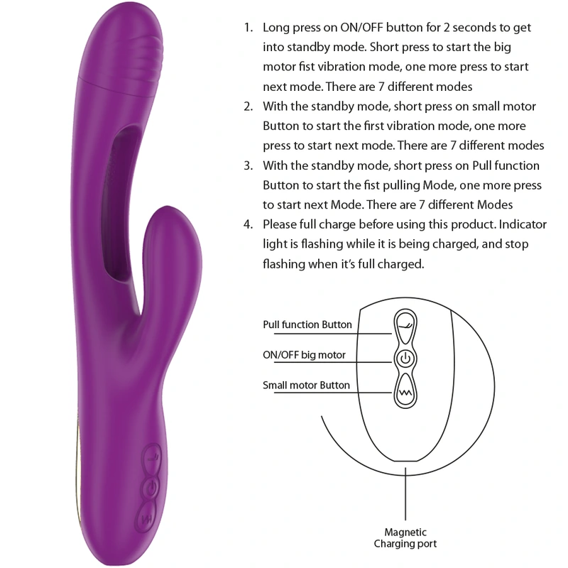 Intense - apolo rechargeable multifunction vibrator 7 vibrations with swinging motion purple 4