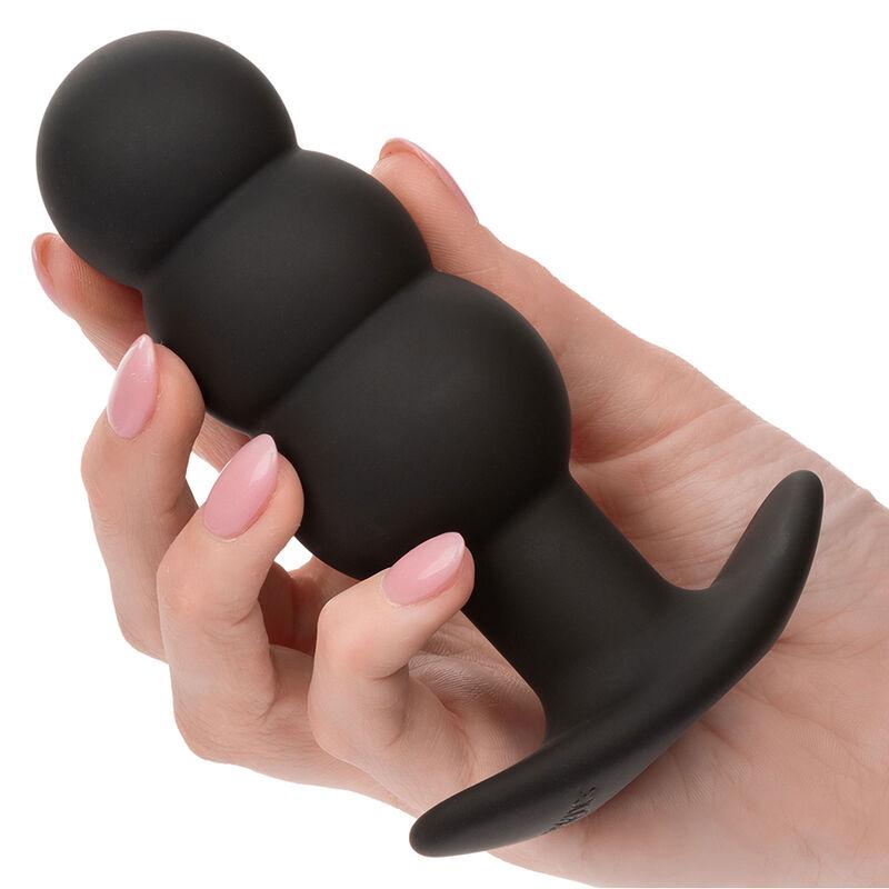 Calexotics - Rock Bottom Beaded Anal Plug 10 Vibrations Silicone Black