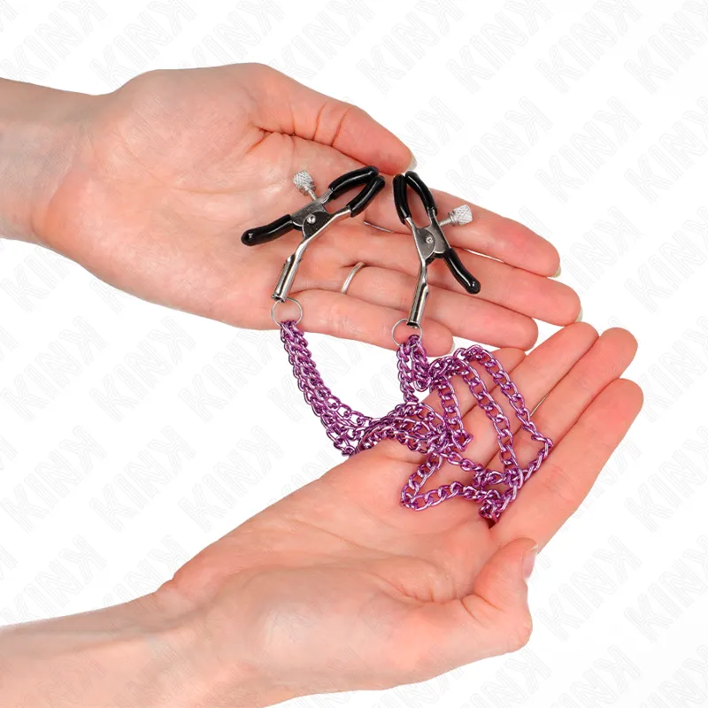 Kink - Nipple Clamps With 3 Chains Purple 20/23/28 Cm