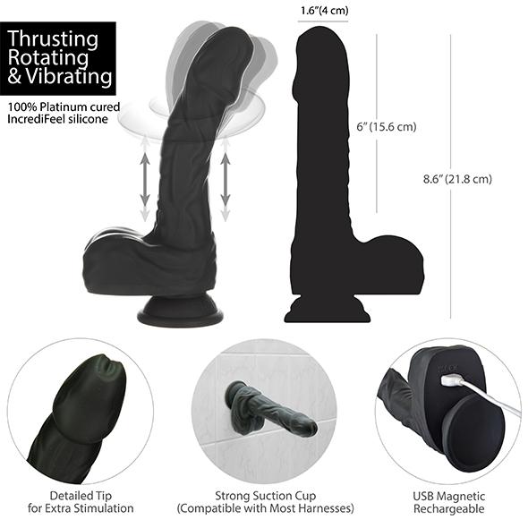 Naked Addiction - Rotating & Thrusting Vibrating Dildo With Remote Black