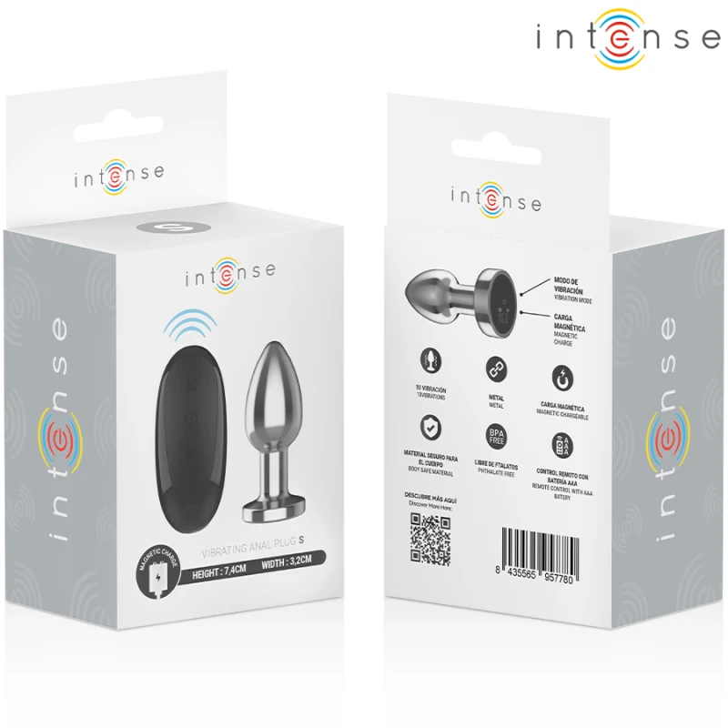 Intense - anal plug 10 vibrations metal with remote control s 7