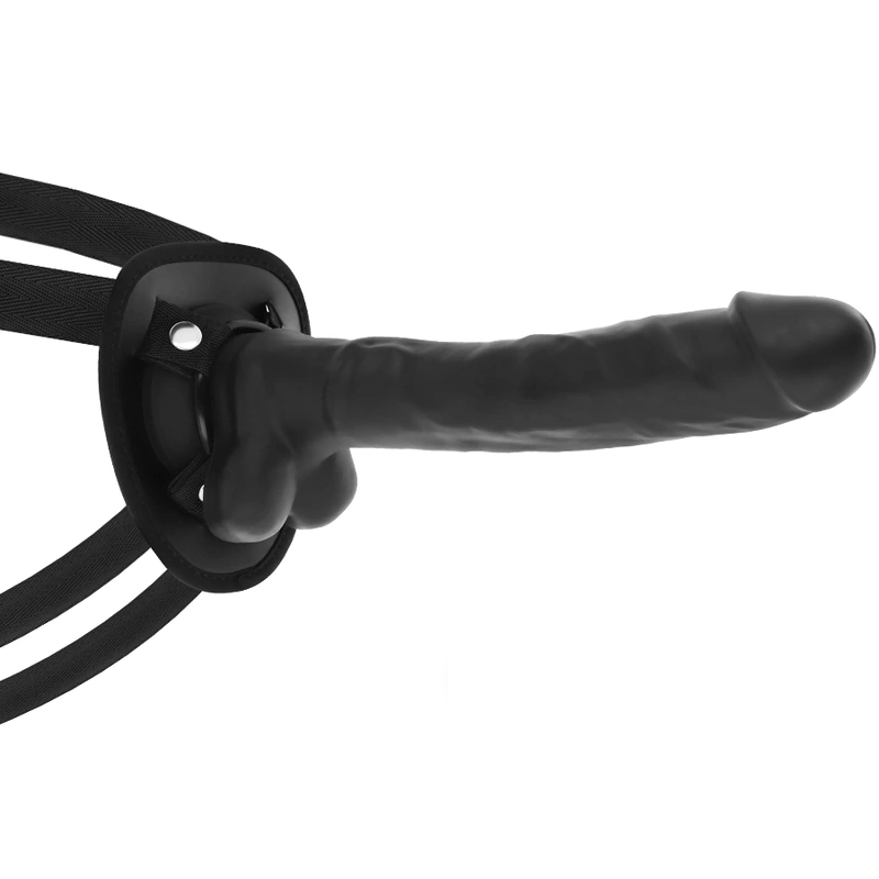 Cock miller - harness + silicone density articulable cocksil black 24 cm 2