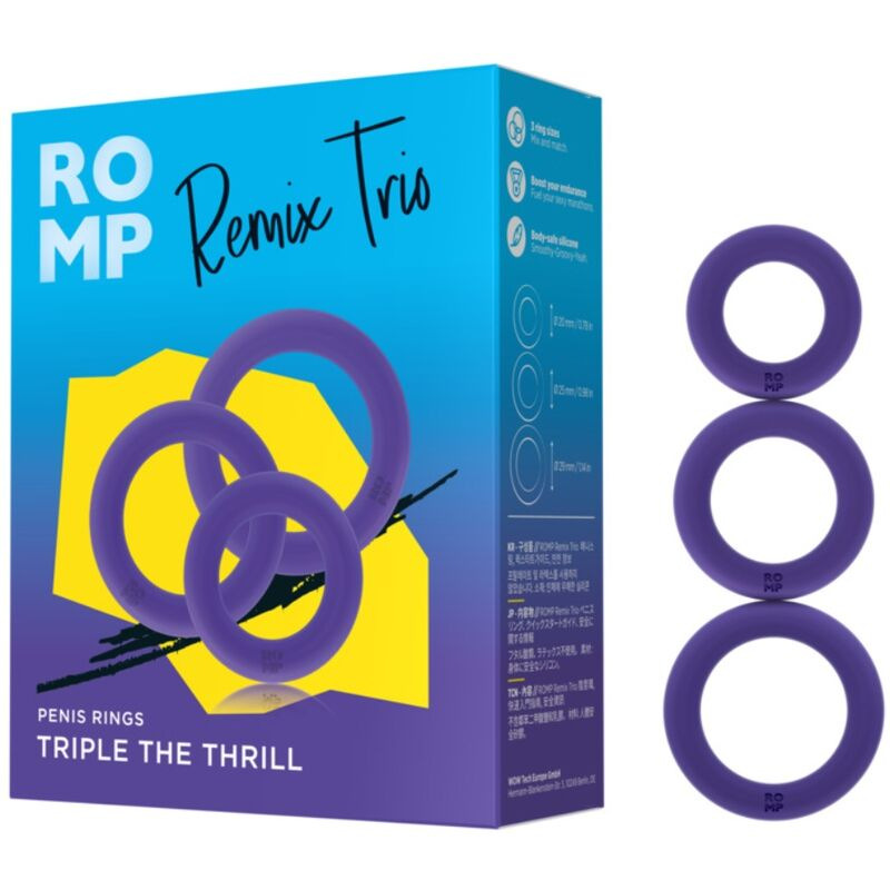 Romp - remix trio set of 3 purple silicone penis rings 4