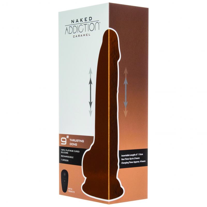 Naked Addiction - 9 Inch Thrusting Dong With Remote Caramel