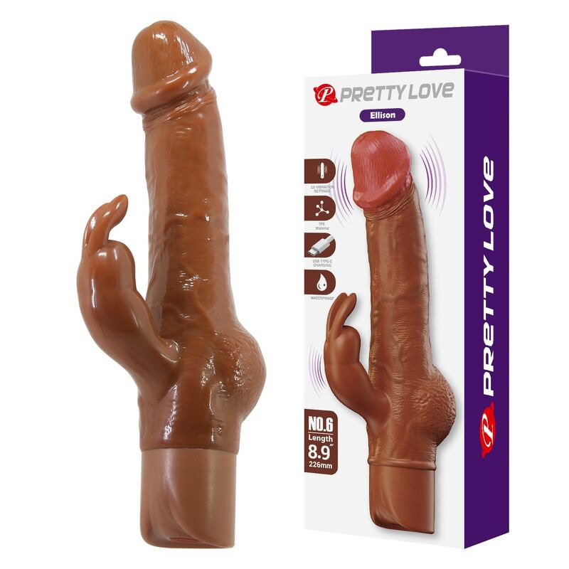 Pretty love - ellison realistic rabbit vibrator 22.6 cm Ø 4.2 cm brown