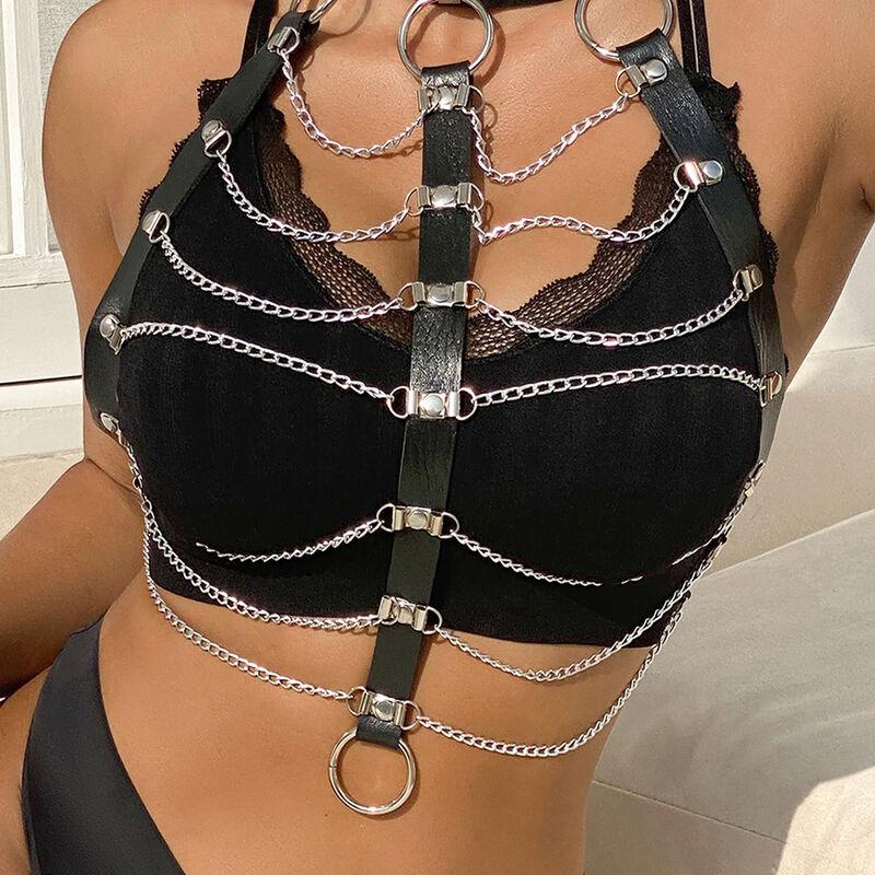Subblime - Chest Harness Leather Chains Black One Size 9