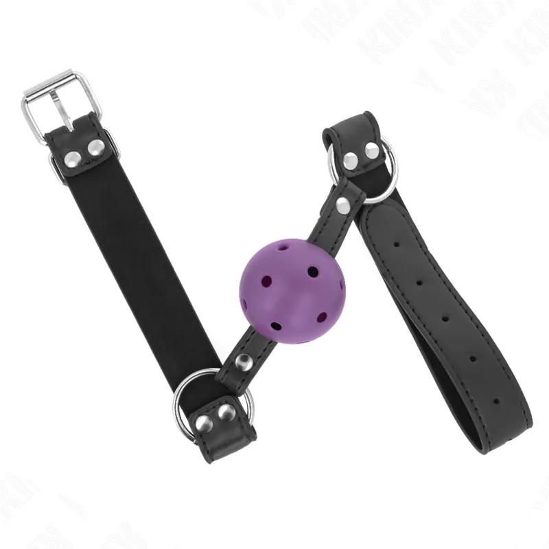 Kink - Breathable Ball 4 Cm Gag With Double Rivet Purple 62.5 X 2.5 Cm Adjustable 42-58 Cm