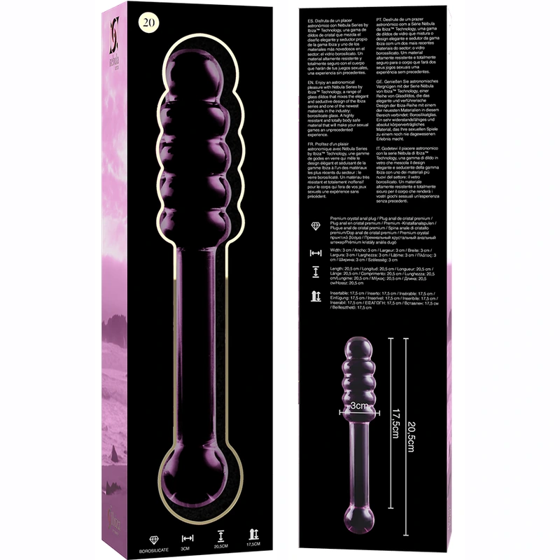 Nebula series by ibiza - model 20 dildo borosilicate glass pink 20.5 cm -o- 3 cm 5
