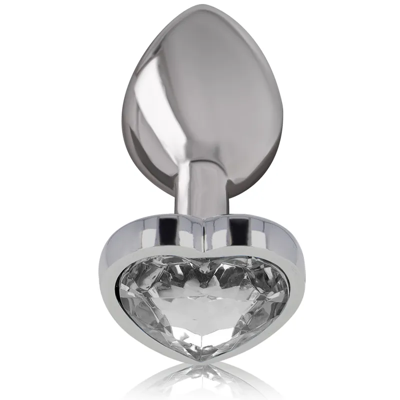 Intense - Metal Aluminum Anal Plug Heart White Size M - Análny Kolík