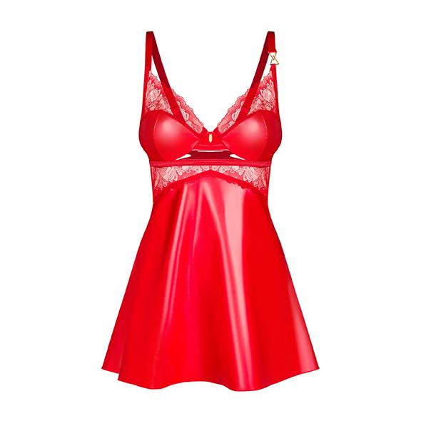 Obsessive - Aliosa Chemise & Thong Red 2XL/3XL 6