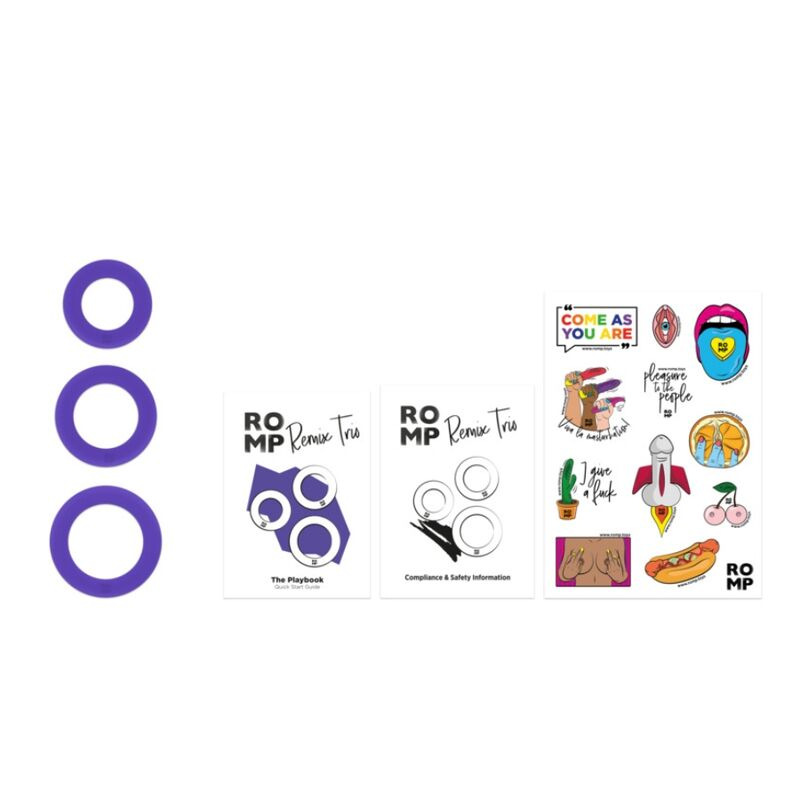 Romp - remix trio set of 3 purple silicone penis rings 10