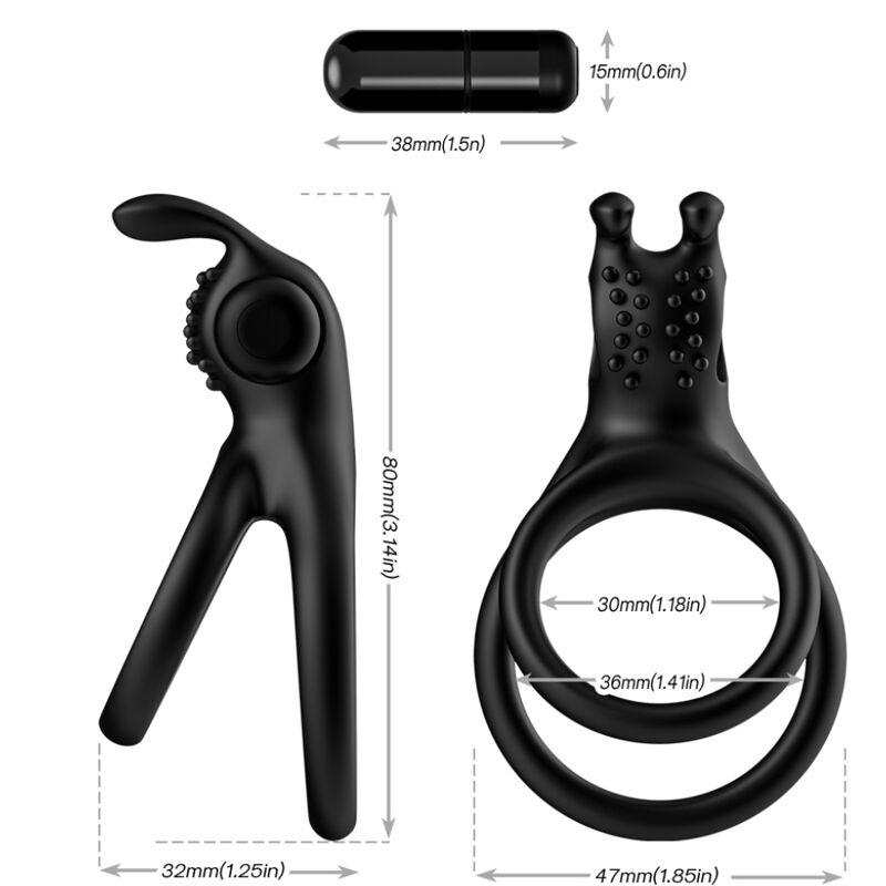 Armony - Traveler Double Vibrator Ring For Couples Rabbit Black