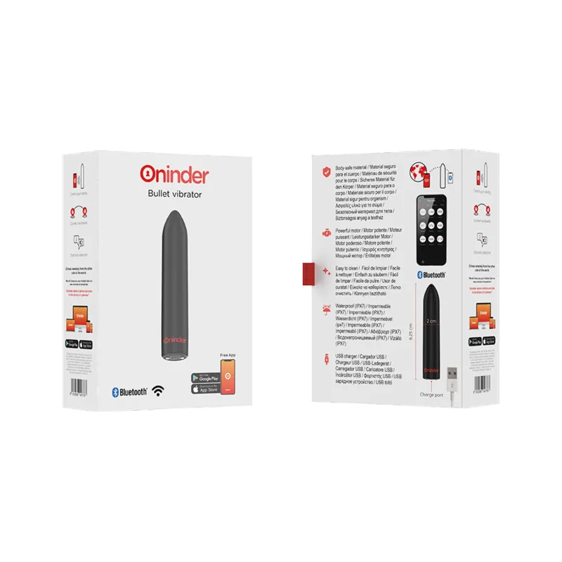 Oninder - Berlin Bullet Vibrator Black 9 Modes 8.5 X 2 Cm - Free App