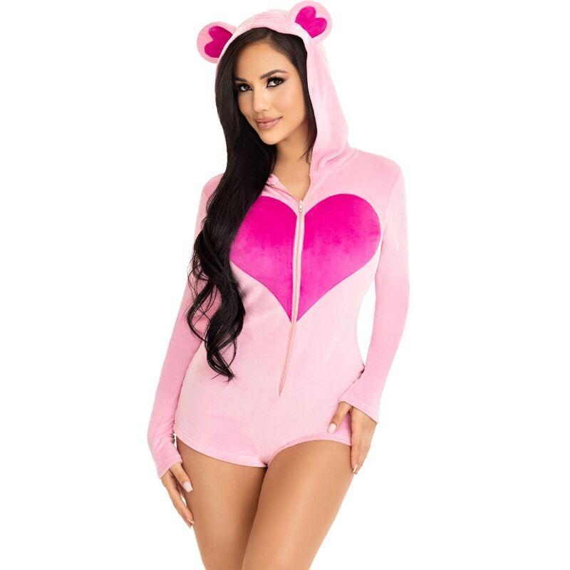 Leg avenue - teddy bear velvet bodysuit pink m