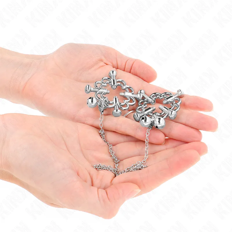 Kink - Metal Flower Nipple Clamps With Chain 3
