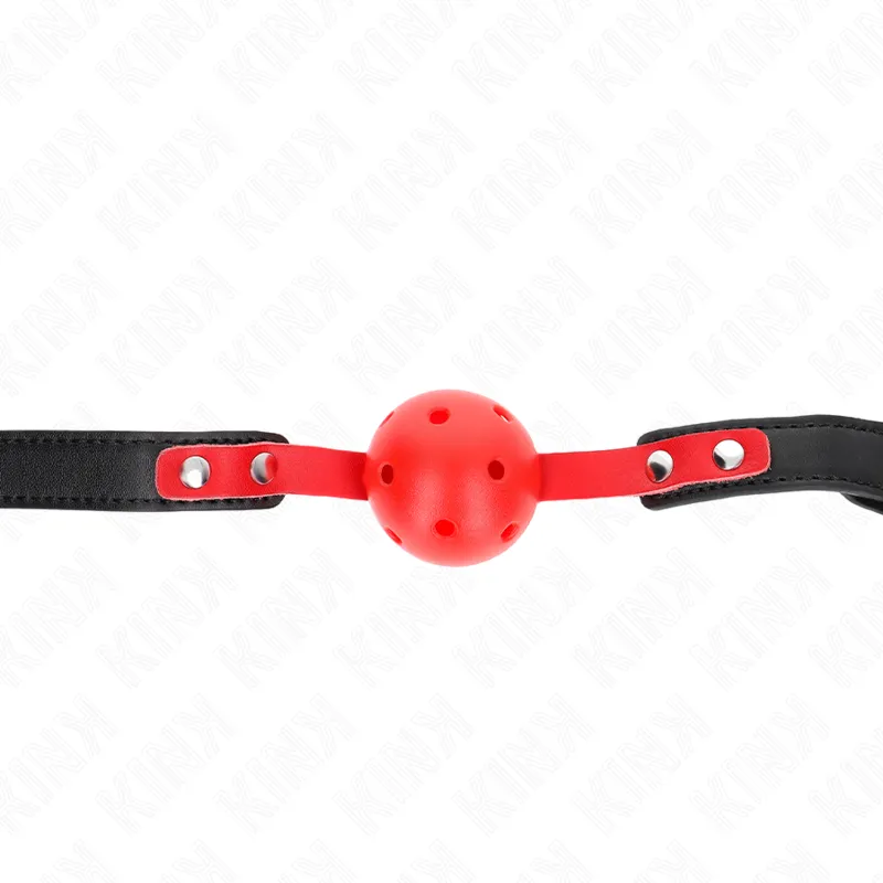 Kink - Red Hollow Hard Ball 4 Cm Gag Black Strap 60 X 2 Cm Adjustable 37-52 Cm