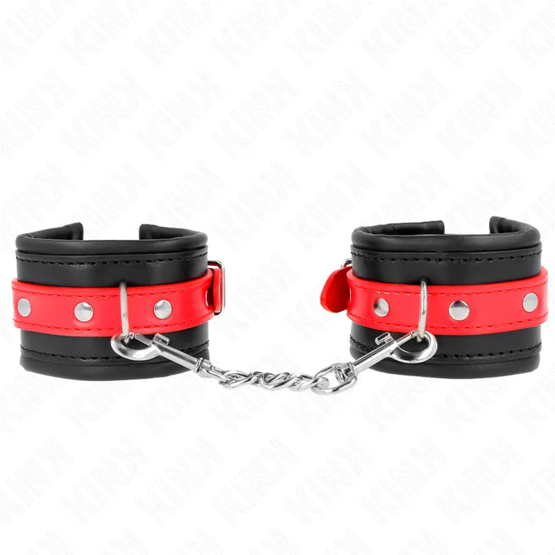 Kink - Wrist Restraints Black With Red Belt Adjustable 17-28 Cm X 6 Cm