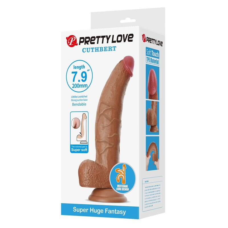Pretty love - cuthbert realistic flexible dildo 20 cm Ø 5 cm tpe brown 2