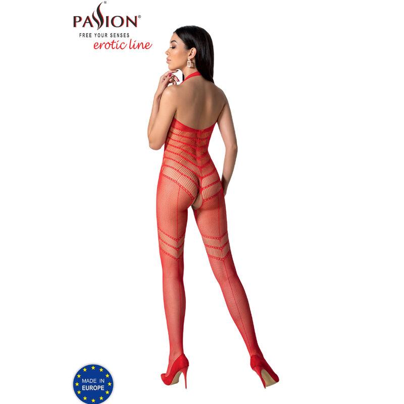 Passion - Bs100 Bodystocking Red One Size - Sieťovaný Erotický Overál