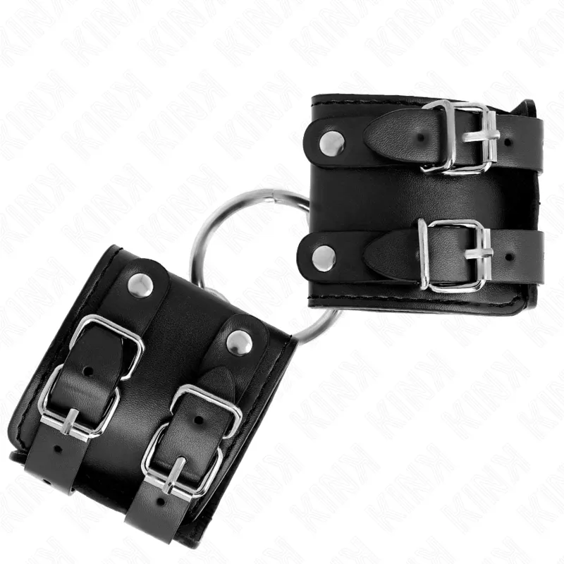 Kink - Fixed Wrist Restraints With Ring And Studs Adjustable Black 17-22 Cm X 6.5 Cm