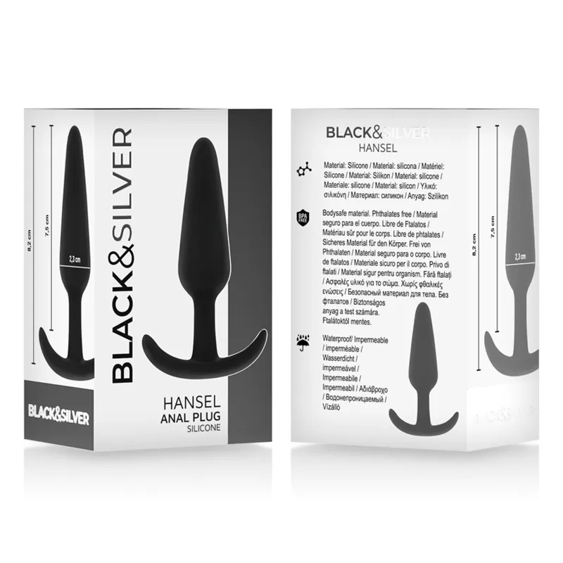 Black&Silver - Hansel Silicone Loop Anal Plug Size S 4