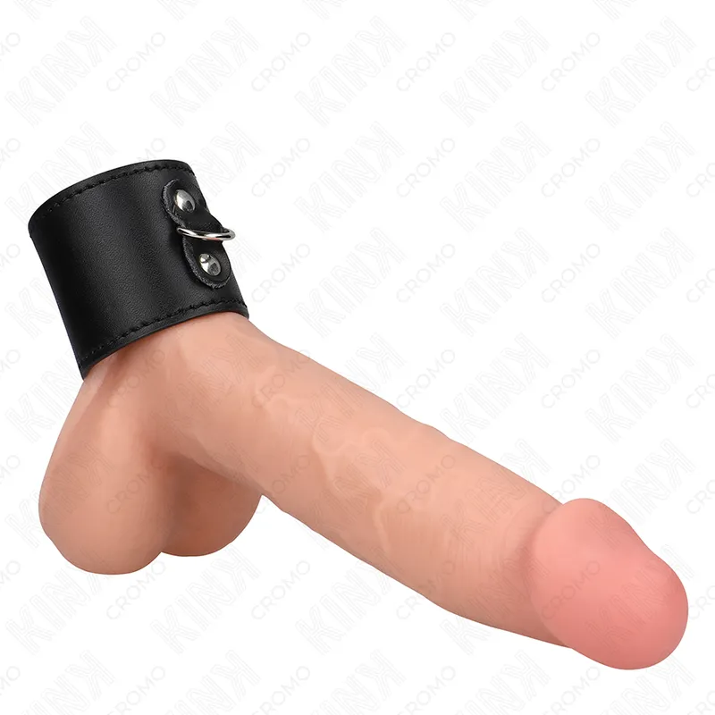 Kink - leather penis ring with pressure closure 18 x 5 cm