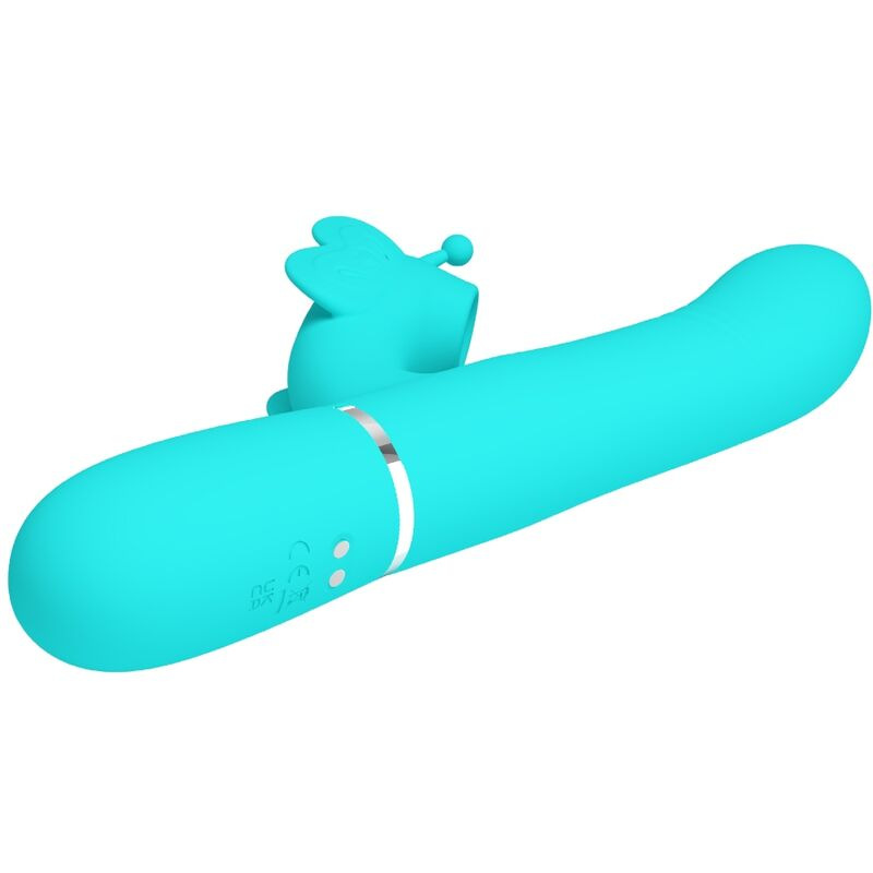 Pretty love - multifunction rabbit vibrator 4 in 1 butterfly aqua green 3
