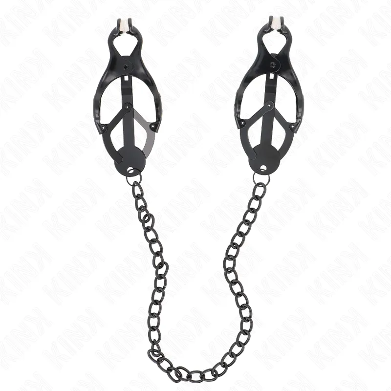 Kink - Japanese Clover Nipple Clamps With Chain Black 30 Cm