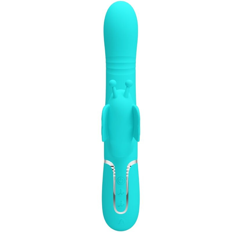 Pretty love - multifunction rabbit vibrator 4 in 1 butterfly aqua green 1