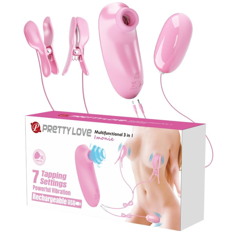 Pretty love - imonie 3-in-1 multifunctional set with suction cup, nipples and clitoris 6