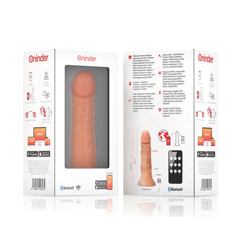 Oninder - Small Bogotá Vibrator Dildo 9 Speeds Natural 22 Cm -O- 4.5 Cm - Free App