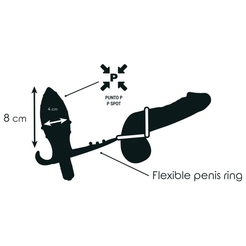 Addicted Toys Butt Plug With Cock Ring And Ball-Strap 8cm Black - Análny Kolík S Krúžkom