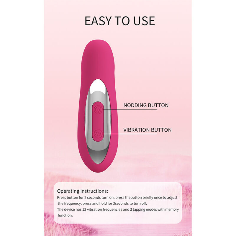 Pretty love - duden rechargeable silicone vibrator 12 vibration modes and 3 rocking modes pink 9