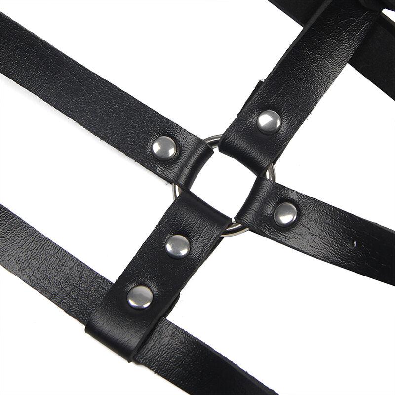 Subblime - Leather Ring Chest Harness Black One Size