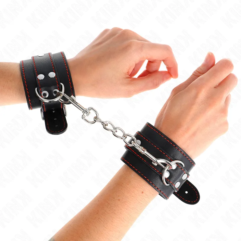 Kink - Wrist Restraints Black With Red Lining Adjustable 20-28 Cm X 5.5 Cm